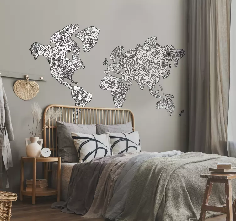 Autocolante quarto de dormir mapa de mandala - TenStickers