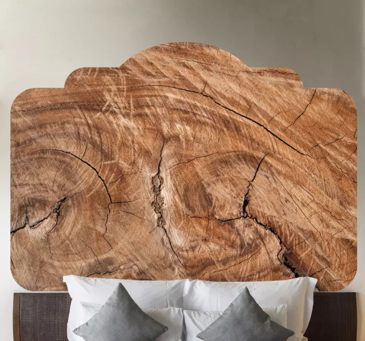 Autocolante cabeceira Textura de madeira marrom realista - TenStickers