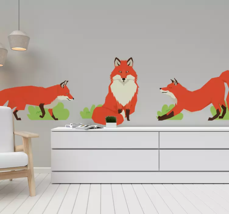 Autocolantes com animais selvagens Conjunto de três raposas - TenStickers