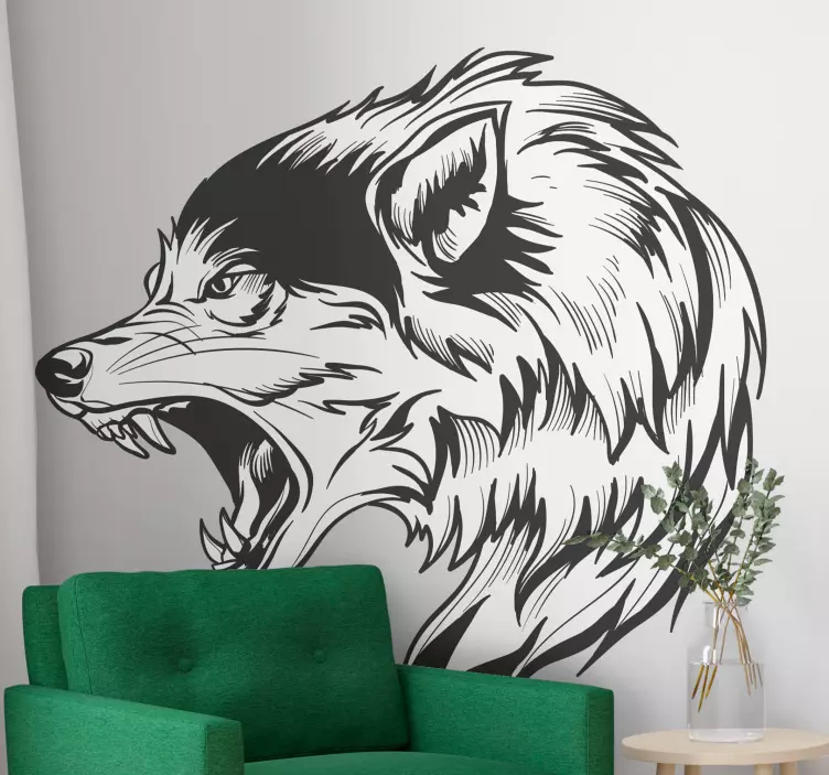 Autocolante desenhando lobo preto - TenStickers