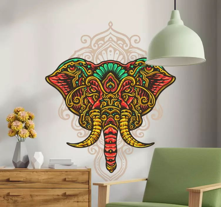 Autocolantes com animais selvagens Mandala elefante dambulla - TenStickers