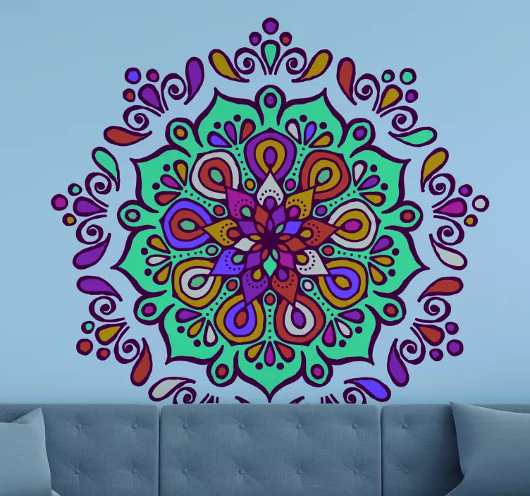 Autocolantes com padrões florais Mandala cheia de cores - TenStickers