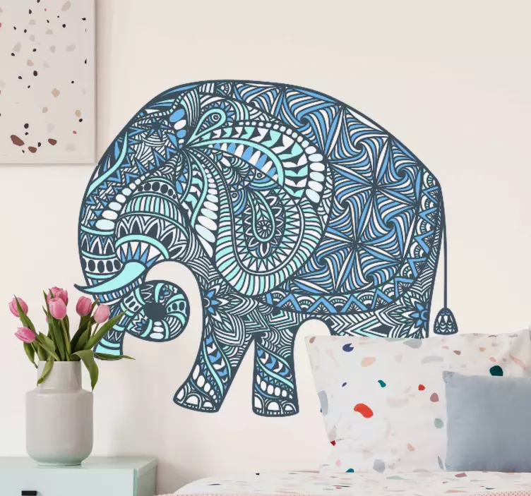 Autocolantes com padrões florais Mandala de elefante com flor - TenStickers