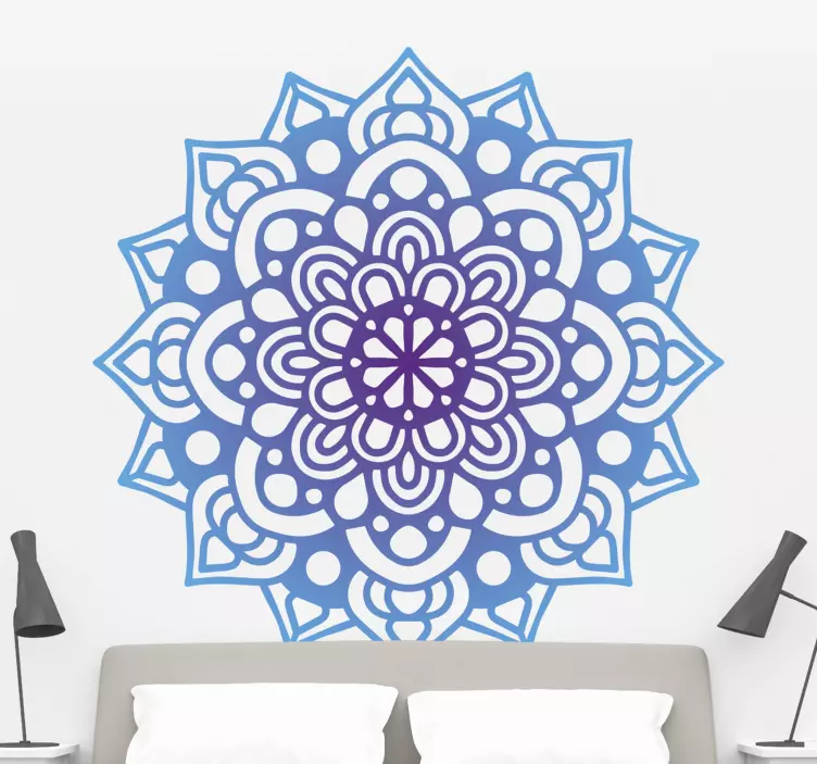 Autocolantes com padrões florais Mandala em tons de azul - TenStickers