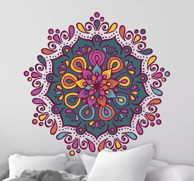Autocolantes com padrões florais Mandala pintada à mão pontilhada - TenStickers