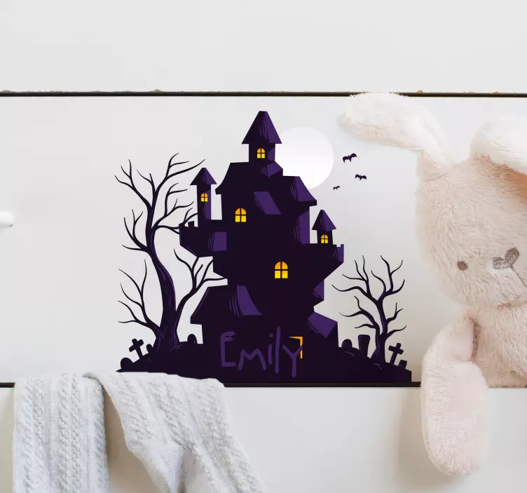 Vinil de halloween Castelo encantado com nome - TenStickers
