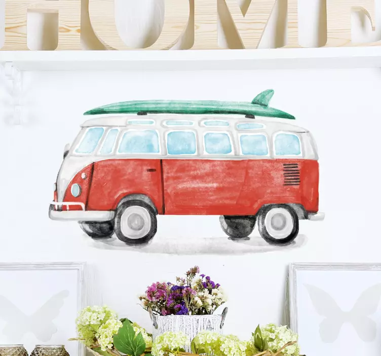Vinil decorativo caravana hippie aquarela - TenStickers