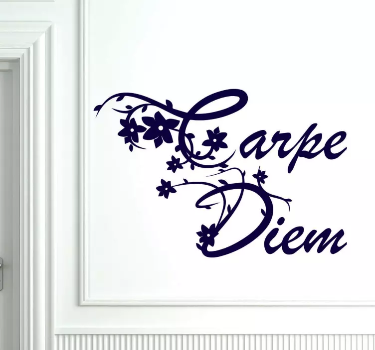 Vinil decorativo Carpe Diem com flores - TenStickers