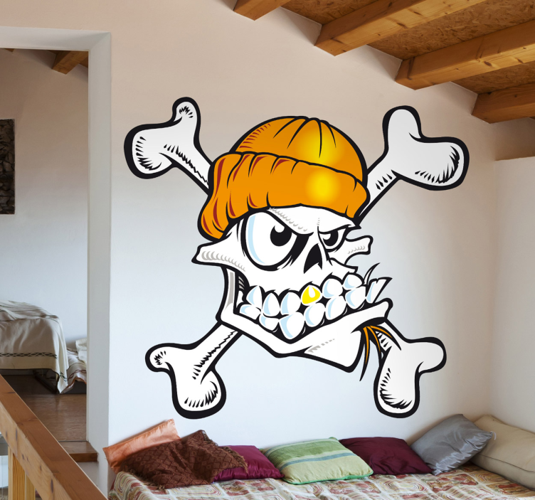 Vinil decorativo caveira skater - TenStickers