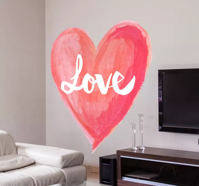 Vinil decorativo coração aquarela love - TenStickers