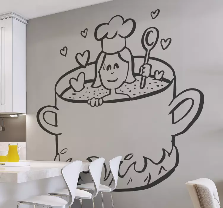 Vinil decorativo cozinhando com amor - TenStickers