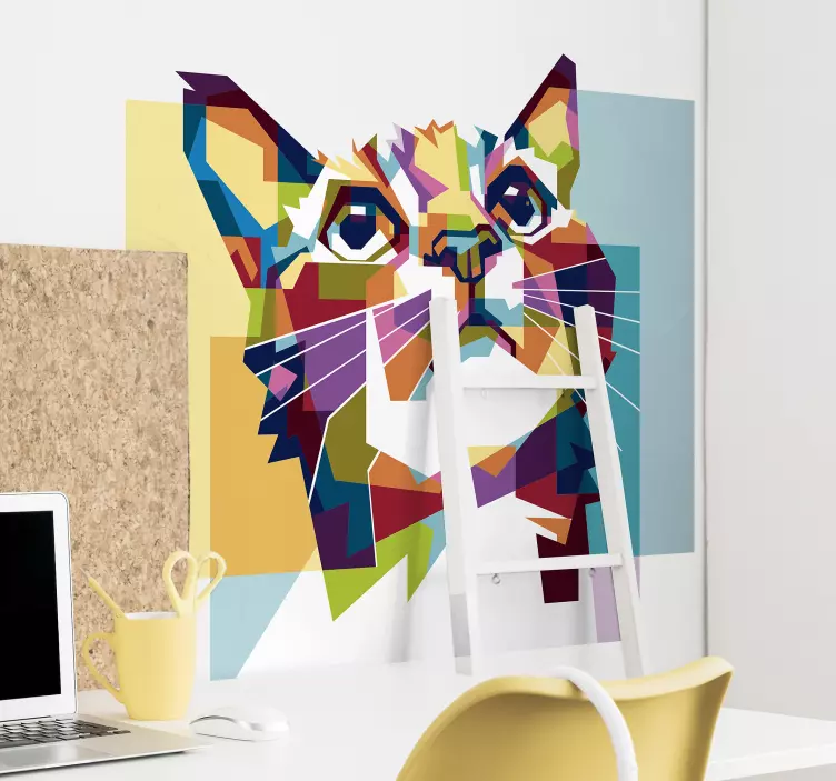Vinil decorativo de animais gato colorido - TenStickers