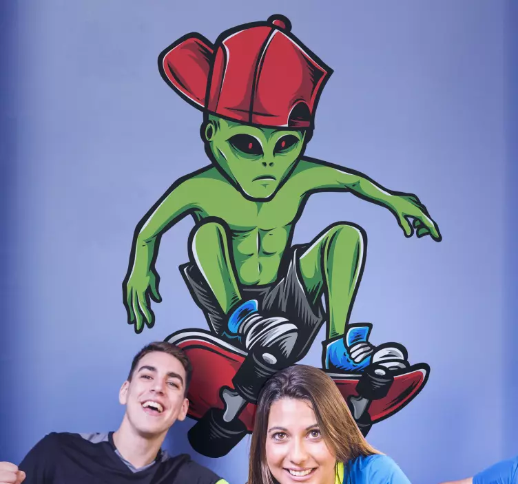 Autocolante decorativo juvenil Alien skater - TenStickers