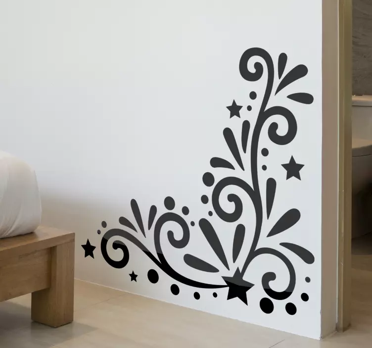 Autocolante decorativo floral de canto elegante - TenStickers