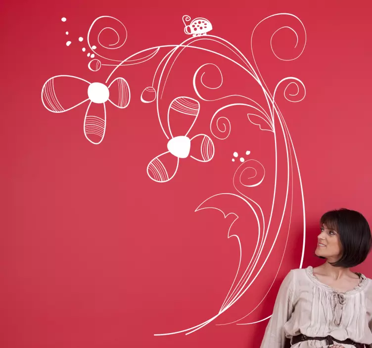 Vinil decorativo flores joaninha - TenStickers