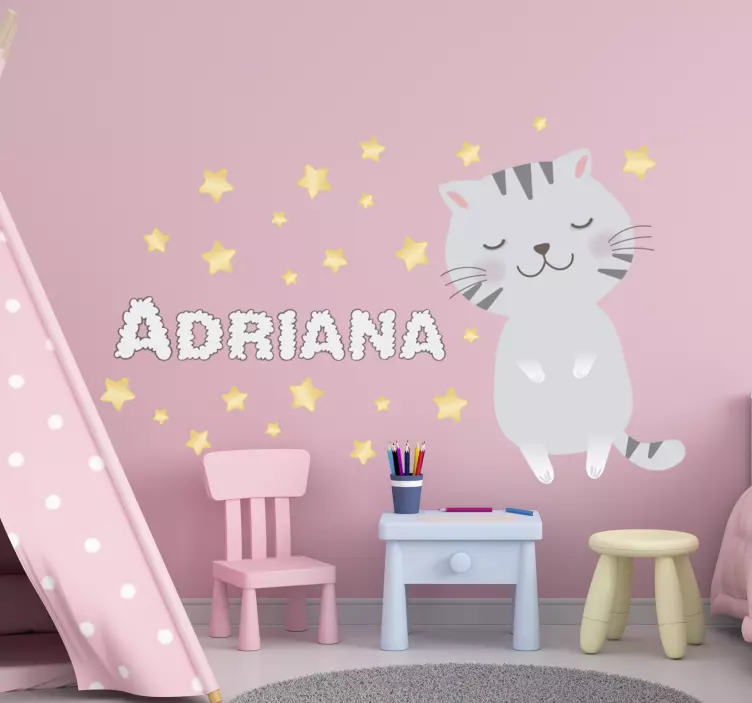 Vinil decorativo gatinha com nome - TenStickers