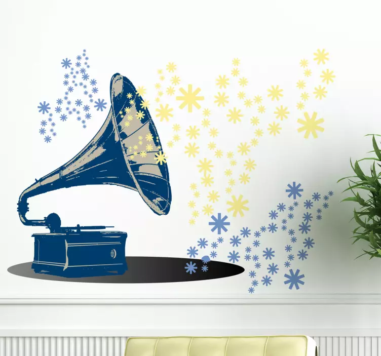 Autocolante decorativo de música gira-discos clássico - TenStickers