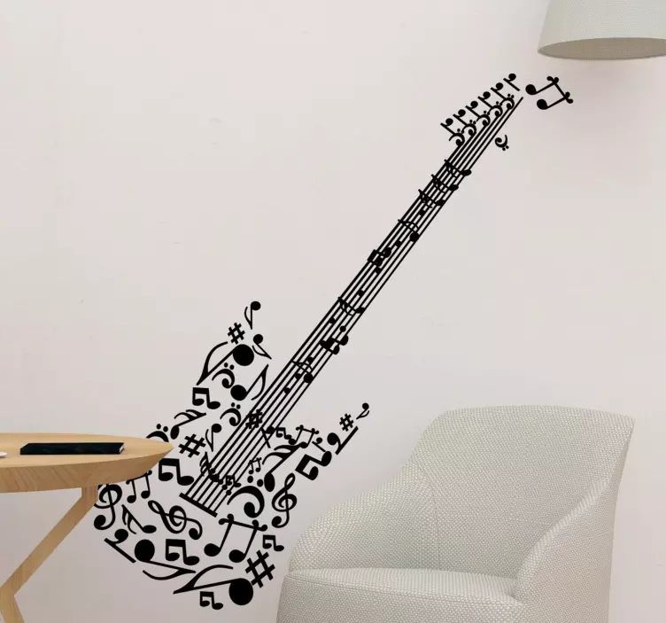 Vinil decorativo guitarra pentagrama - TenStickers