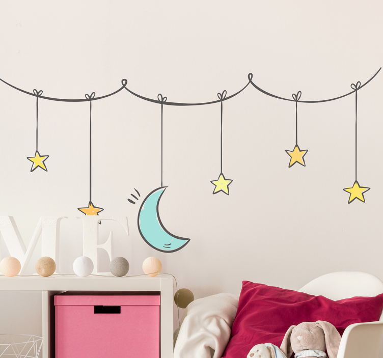 Vinil decorativo infantil de estrelas e lua - TenStickers