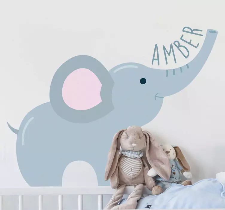 Autocolante infantil Elefante com nome na tromba - TenStickers