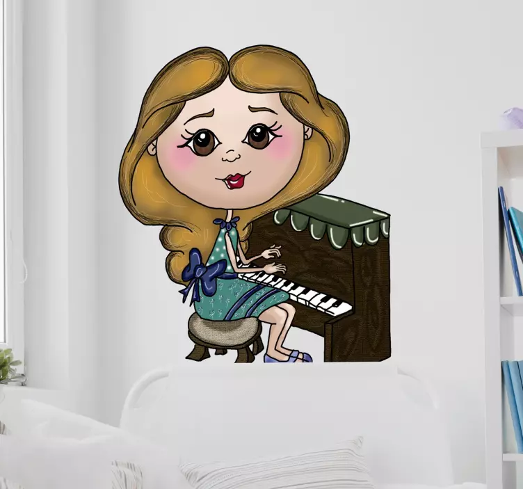 Vinil decorativo infantil ilustração pianista - TenStickers