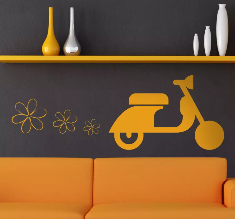 Vinil decorativo juvenil vespa flores - TenStickers
