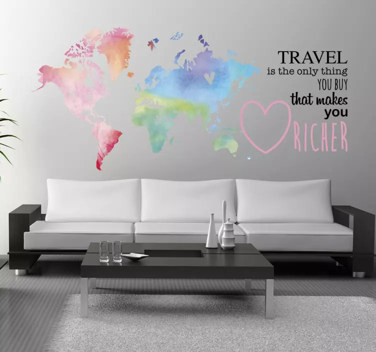Vinil decorativo mapa mundo texto - TenStickers
