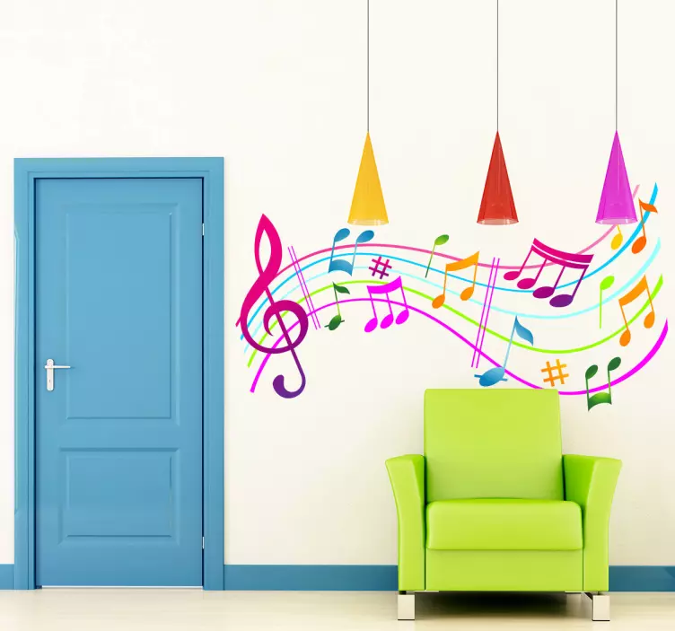 Vinil decorativo notas musicais com cores - TenStickers