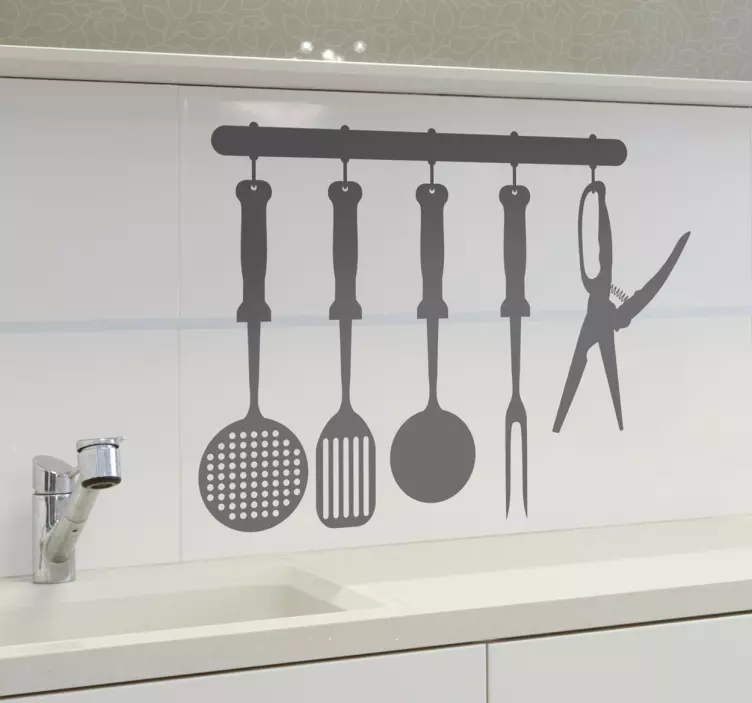 Vinil decorativo para cozinha silhueta untensilios - TenStickers
