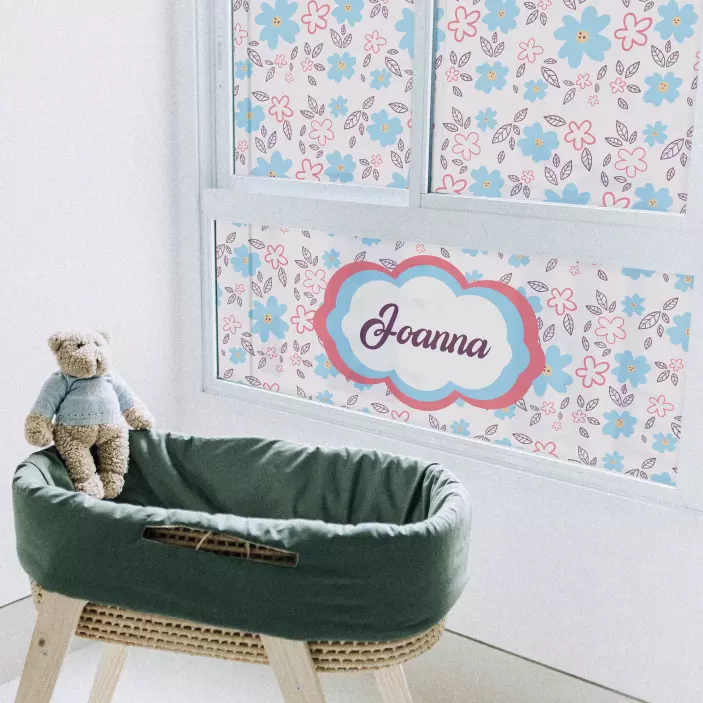 vinil decorativo para janelasde flores com nome personalizado - TenStickers