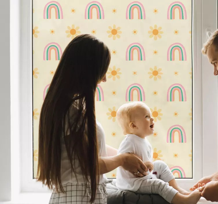 vinil decorativo para janelasflores e arco-íris - TenStickers