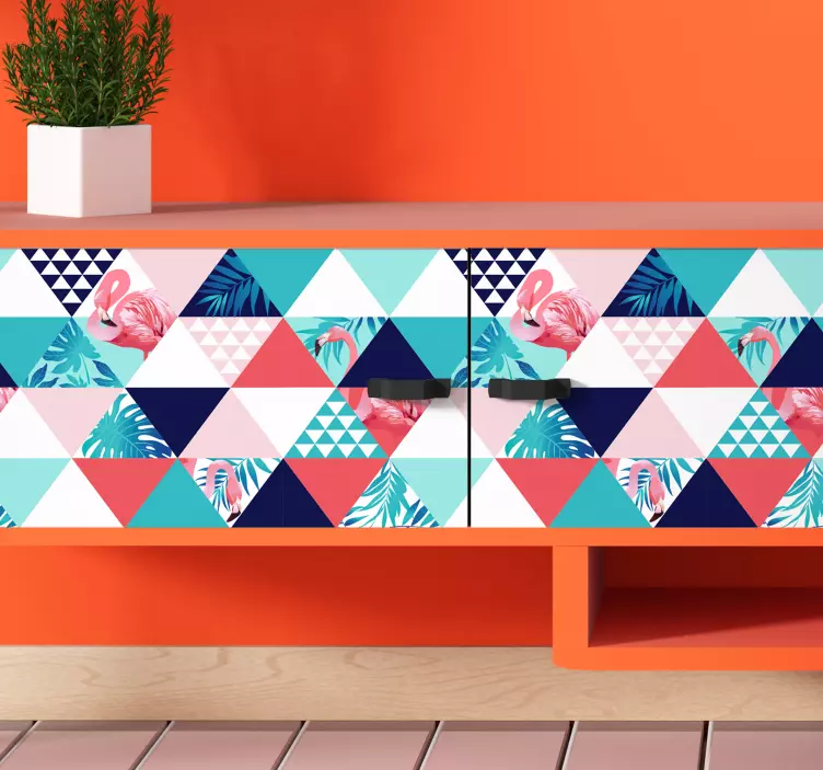 Autocolante para móveis flores e flamingos - TenStickers