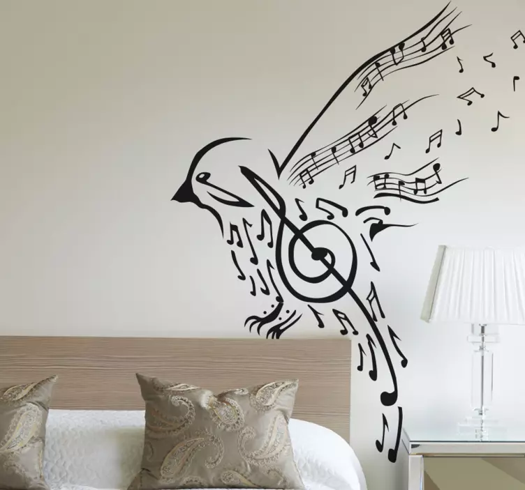 Vinil decorativo pássaros com notas musicais - TenStickers
