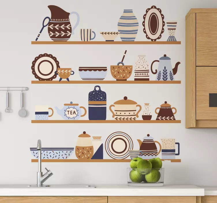 Vinil decorativo prateleiras com utensílios - TenStickers