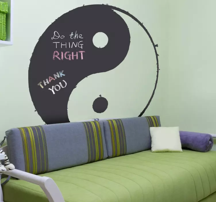 Vinil decorativo quadro preto ardósia yin yang - TenStickers