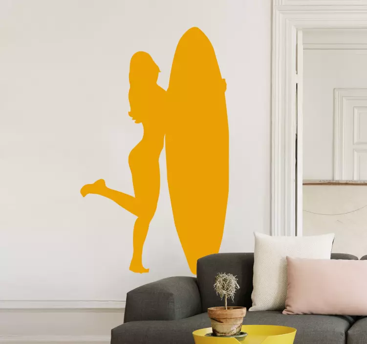Vinil decorativo silhueta rapariga surfista - TenStickers
