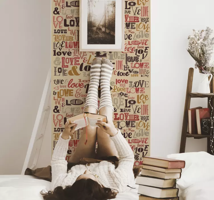 Autocolante com fotomurais Tipografia de amor - TenStickers