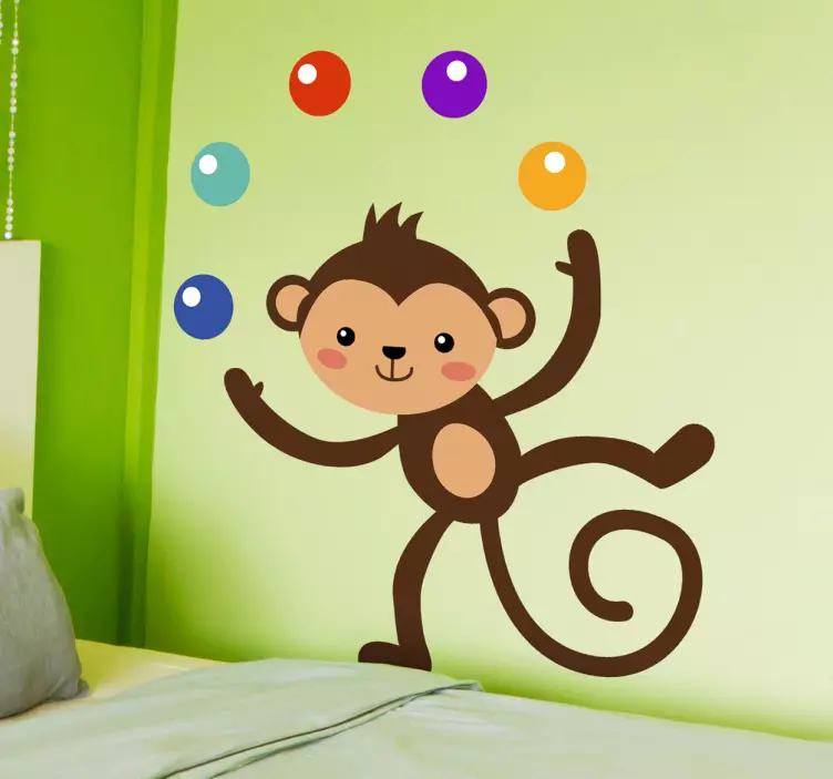 Vinil infantil decorativo macaco malabarista - TenStickers