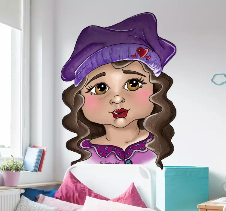 Vinil infantil menina com boina - TenStickers