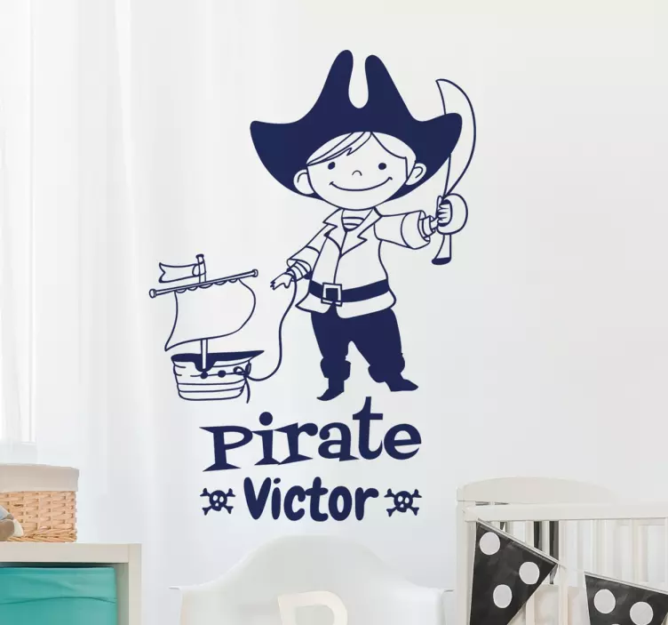 Vinil infantil personalizável nome pirata - TenStickers