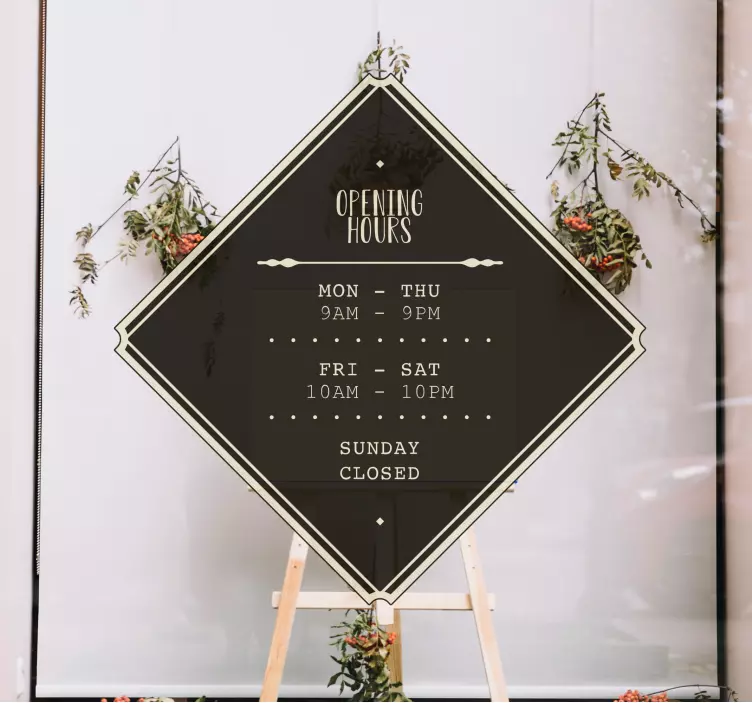 Vinil autocolante para montras Ilustração do horário de funcionam - TenStickers