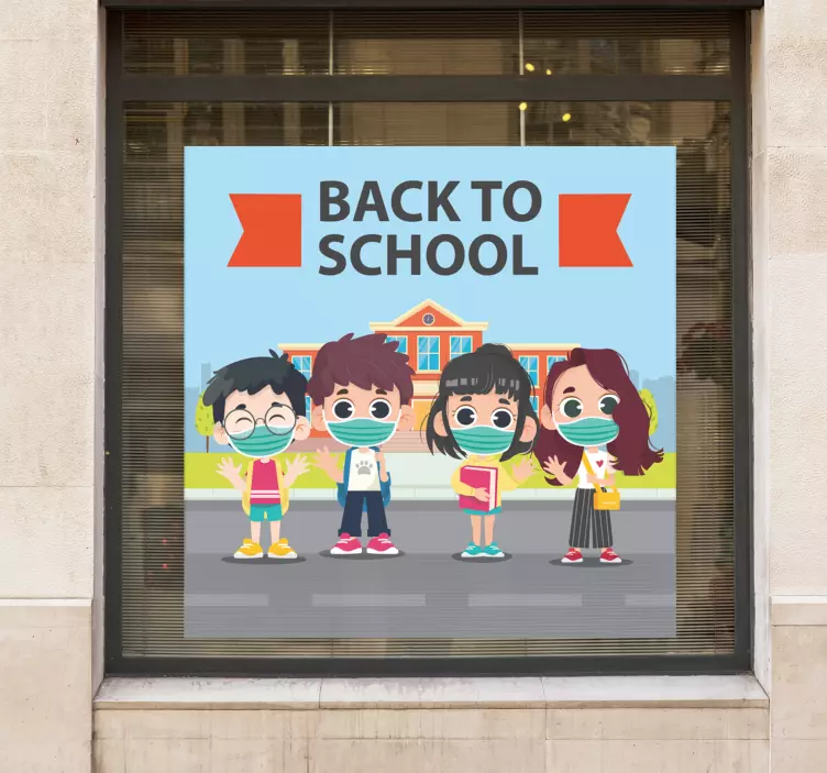 Vinil autocolante para montras Projeto escolar atraente com crian - TenStickers
