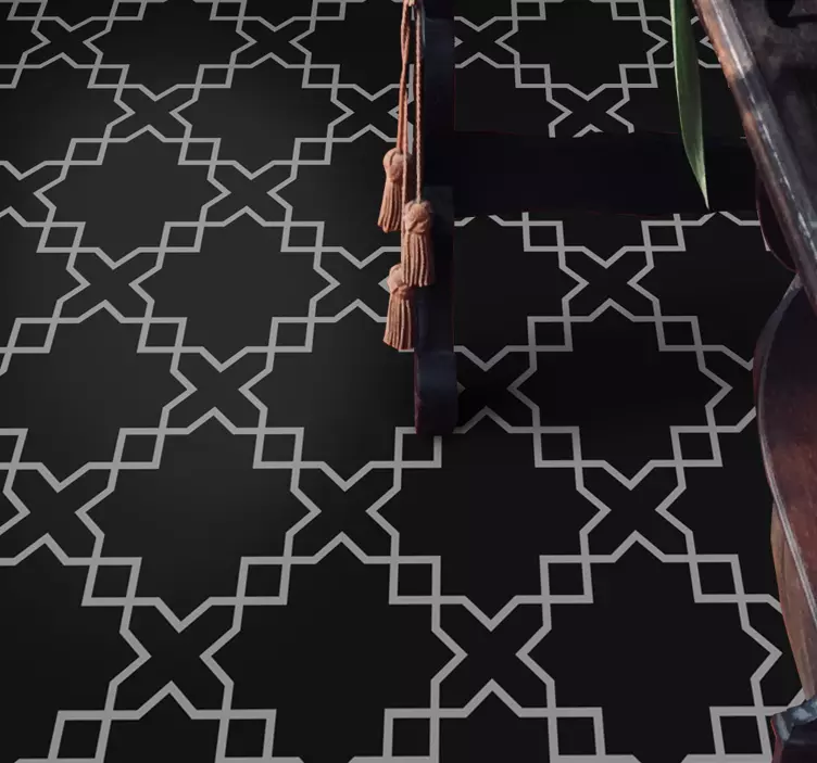 Autocolante piso branco cinza estilo marroquino - TenStickers