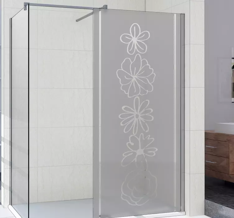Autocolantes para chuveiro Linha de flores monocolor - TenStickers