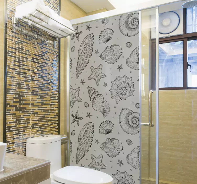 Autocolantes para chuveiro Vida marinha e conchas - TenStickers