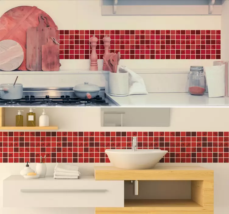 Autocolante azulejo Mosaico de papoula - TenStickers