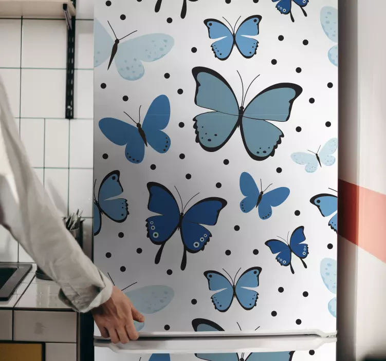 Autocolante para frigorífico Asa de borboleta preta e azul - TenStickers