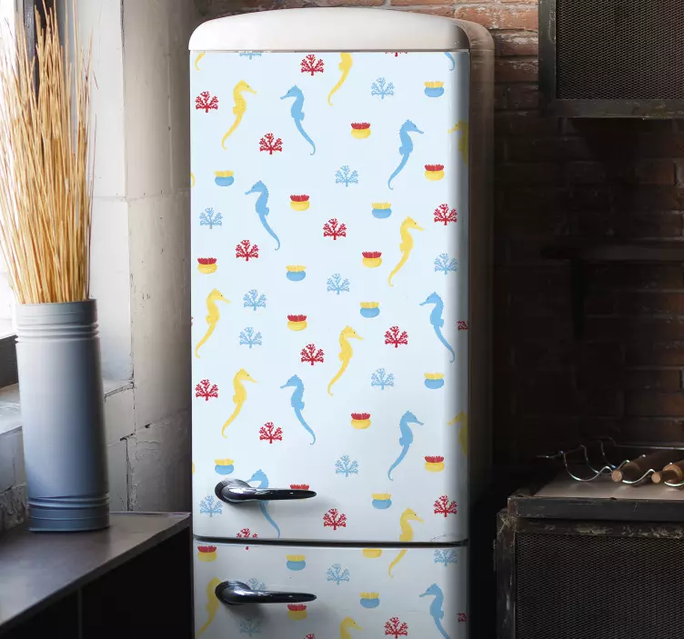 Autocolante para frigorífico Cavalo marinho e coral - TenStickers