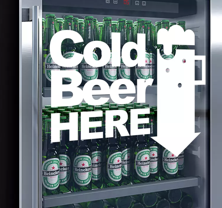 Autocolante para frigorífico Cerveja gelada aqui - TenStickers