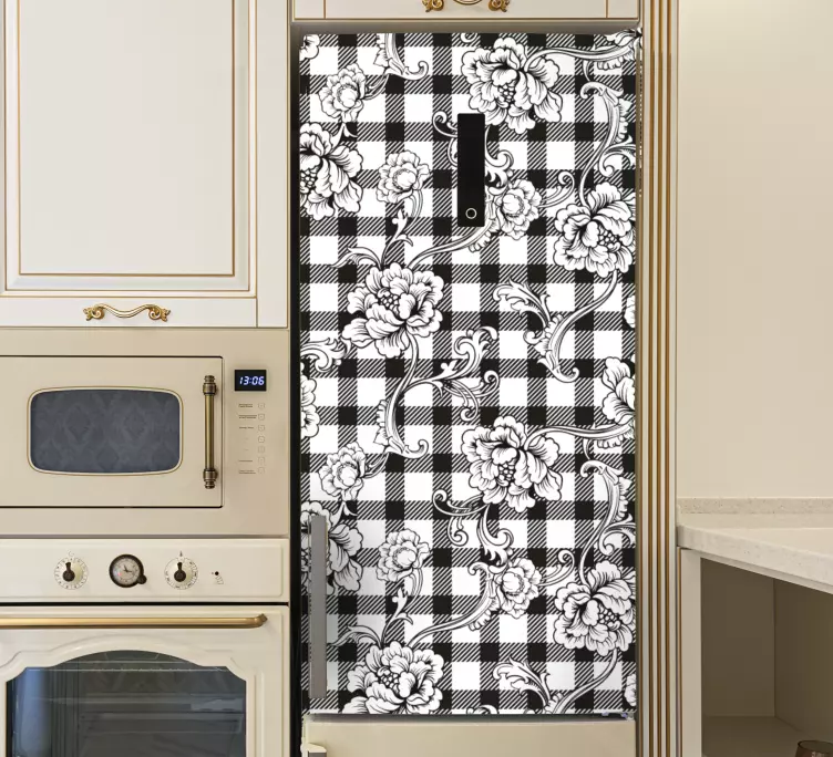 Autocolante para frigorífico Floral em padrão verificado - TenStickers